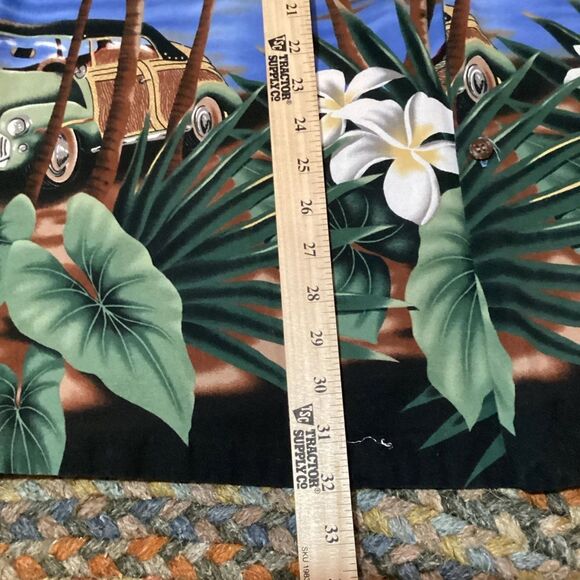 RJC Men’s Vtg Hawaiian Shirt 2XL Blue White Station Wagon Cars Aloha Pocket - Picture 9 of 16